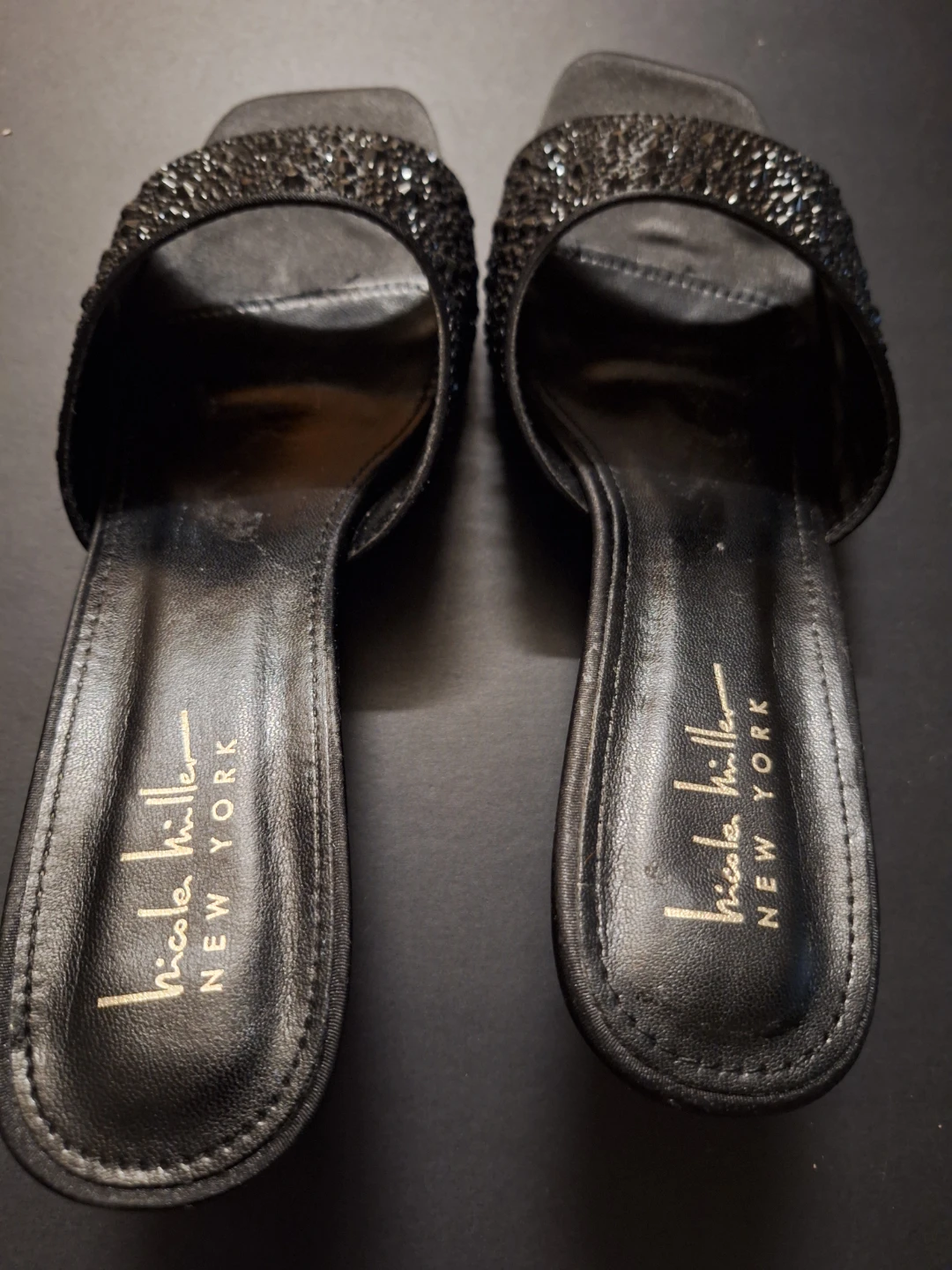Nicole Miller New York Black Embellished Heeled Mules - photo 2