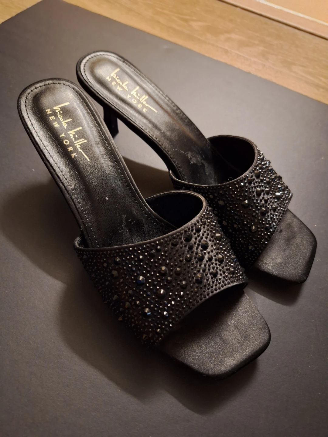 Nicole Miller New York Black Embellished Heeled Mules - photo 3