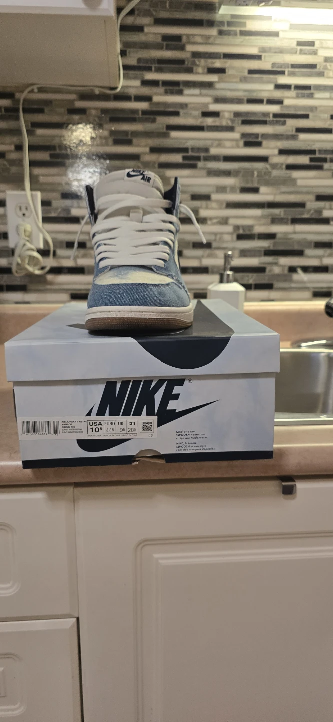 Nike Air Jordan 1 High Wash Denim Sneakers - photo 2