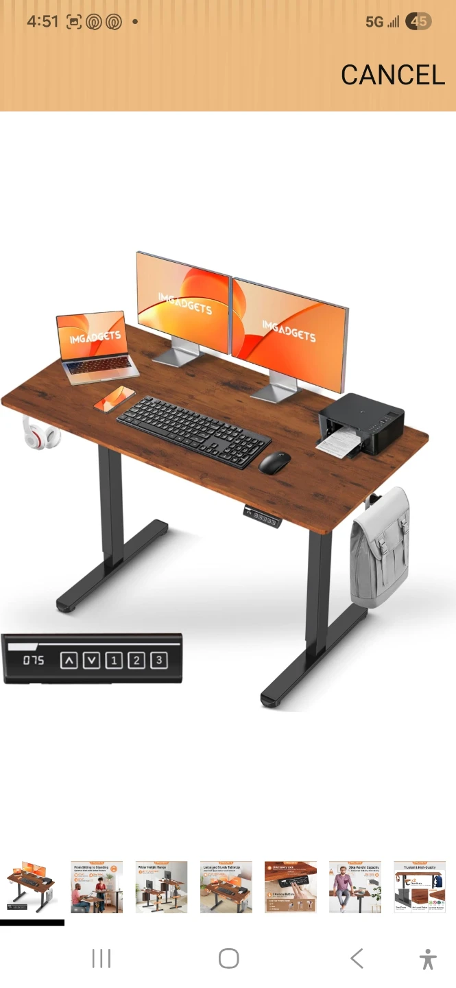 IMGADGETS Standing Desk - 72cm-118cm Adjustable Height