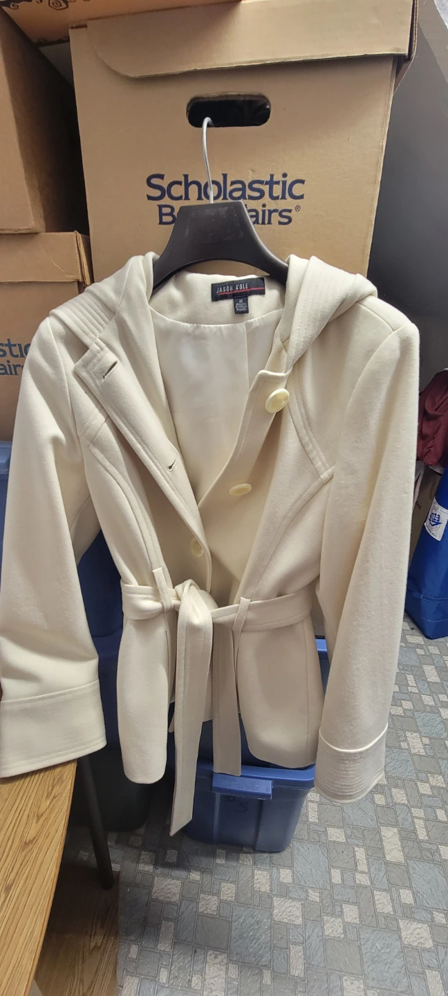 JASON COLE Cream Hooded Belted Jacket