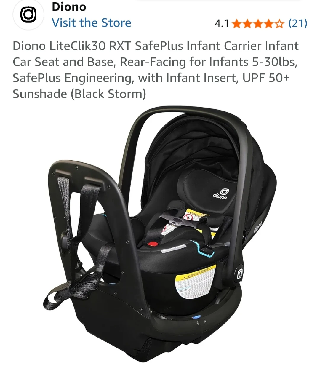 Diono LiteClik30 RXT SafePlus Infant Car Seat and Base