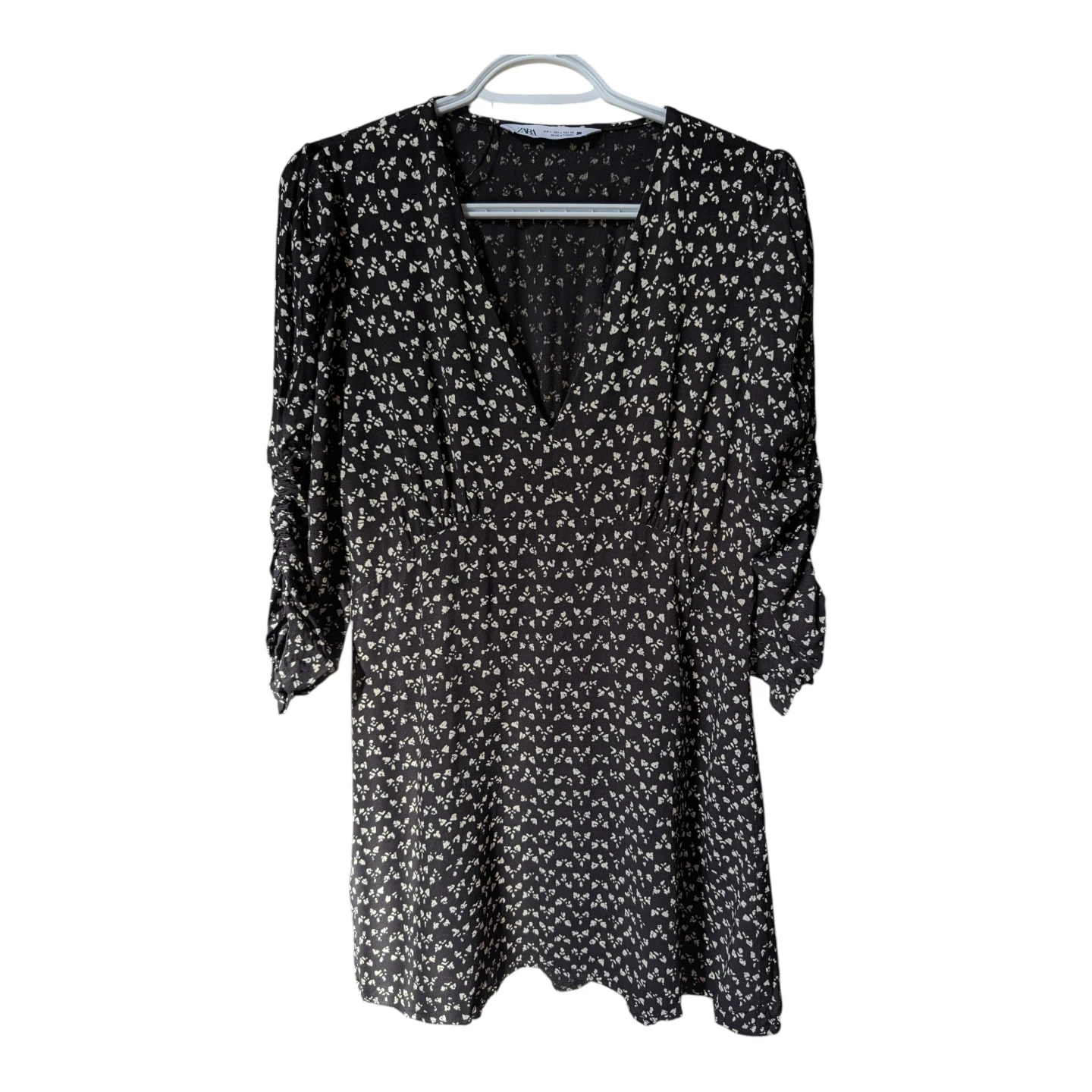 Zara Black & White Floral Dress-size Large