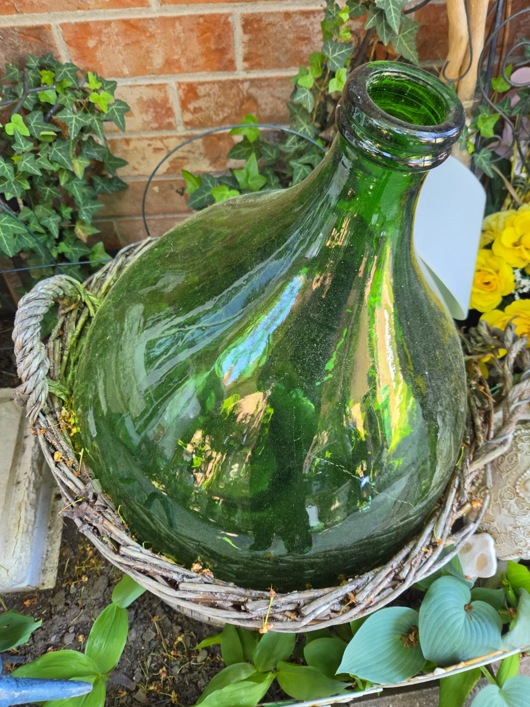 Large Green Decorative Glass Bottle