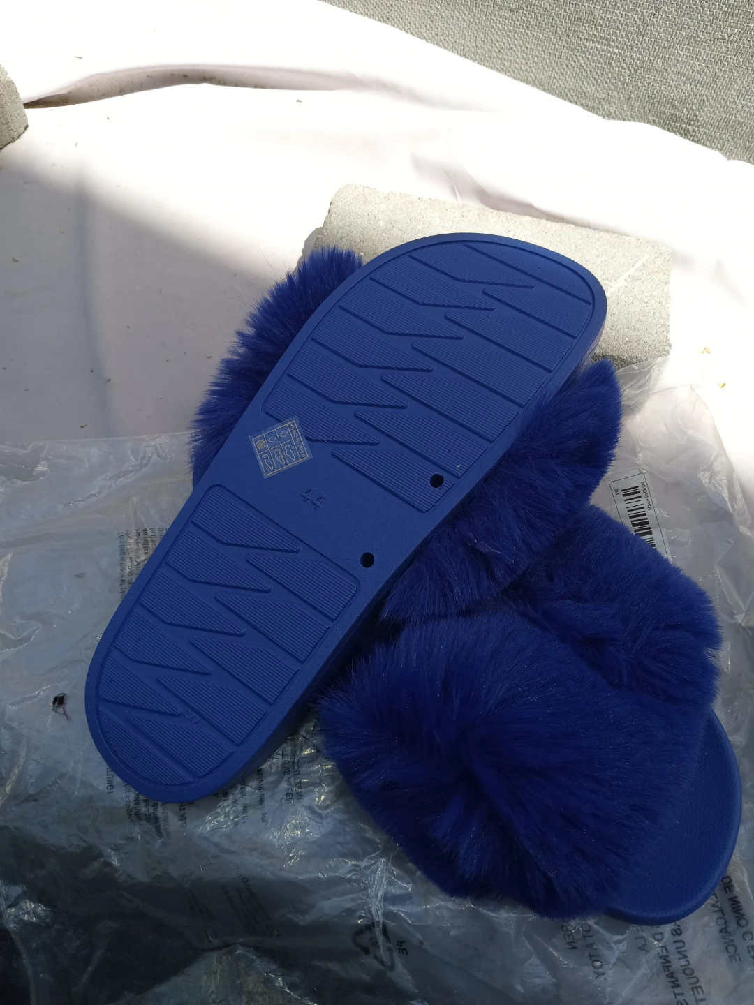 Blue Faux Fur Slides Slippers Size 11 - photo 2