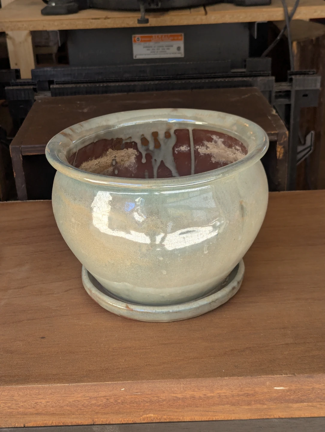 Silver Colored Clay Outdoor Flower Pot