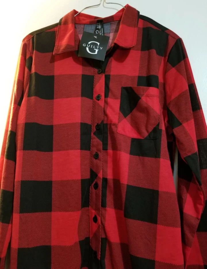 GUILTY Plaid Long Sleeve Shirt -  Size L