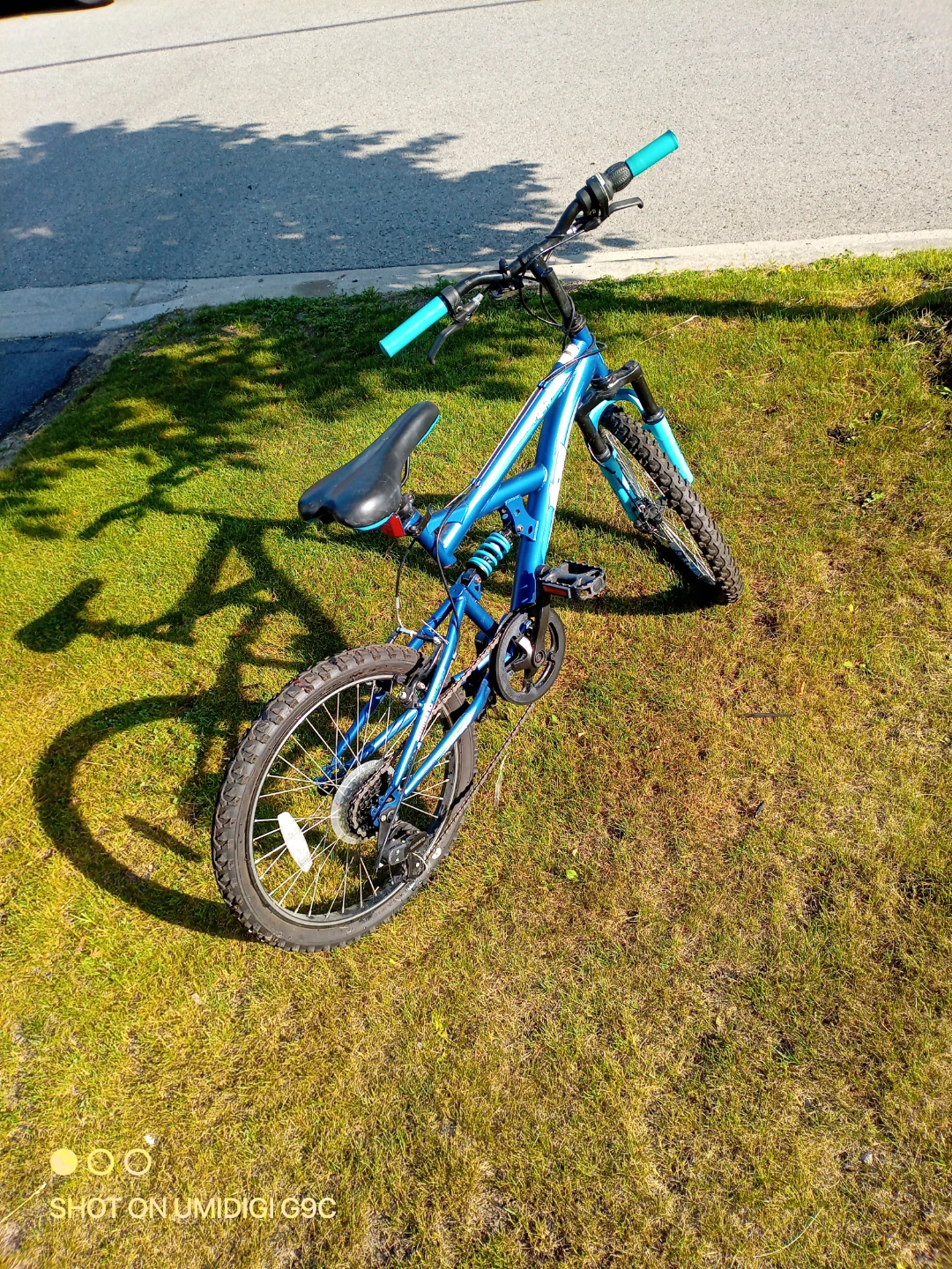 Blue Full Suspension Mountain Bike