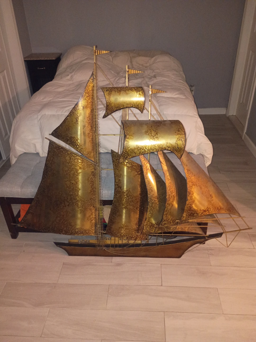 Vintage Metal Sailboat Wall Art Sculpture