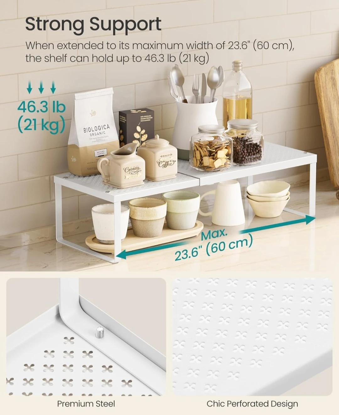 SONGMICS White Expandable Shelf - photo 4