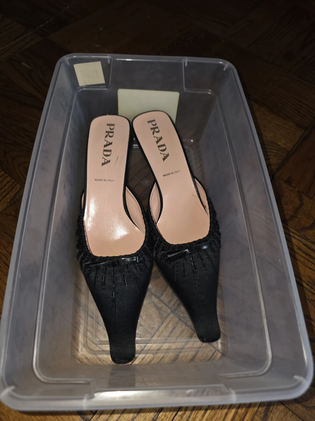 Vintage Prada Black Beaded Heeled Mules - Size 38