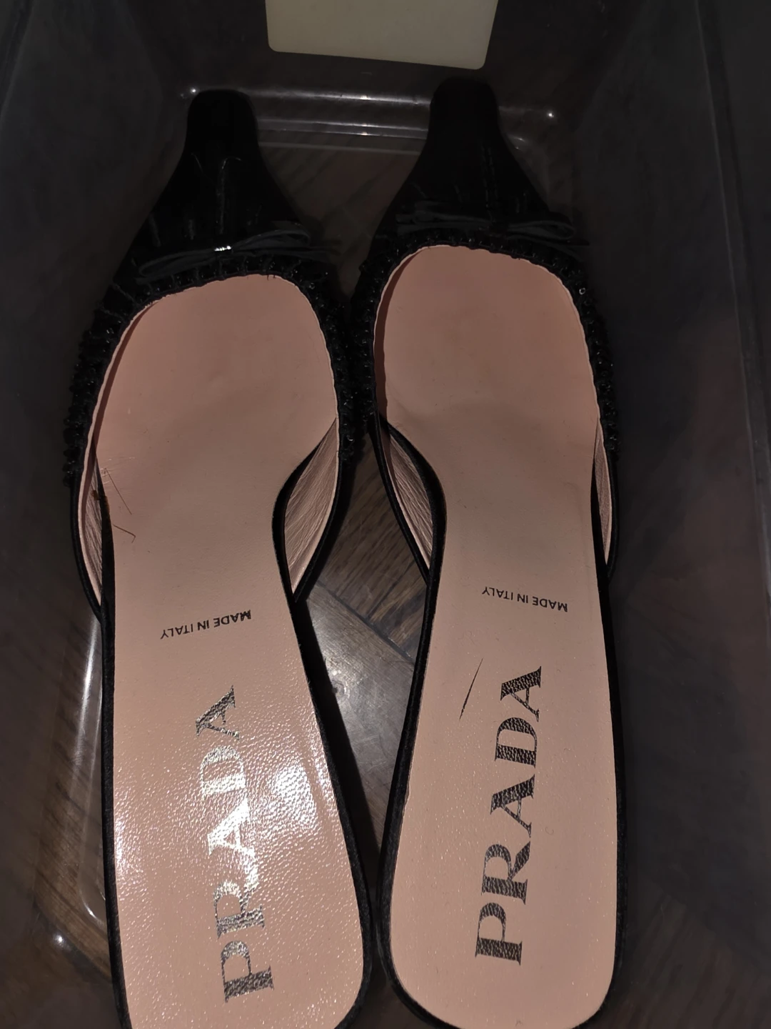 Vintage Prada Black Beaded Heeled Mules - Size 38 - photo 3