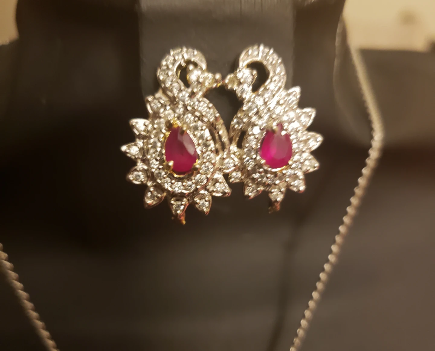 Rhinestone Peacock Necklace and Earring Set - photo 3