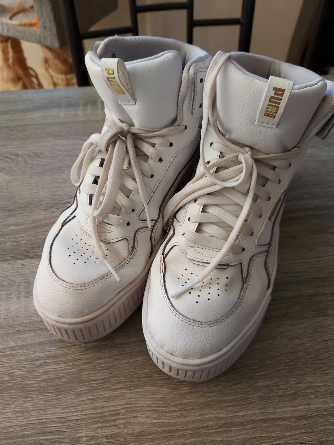 Puma White High-Top Sneakers Size 8