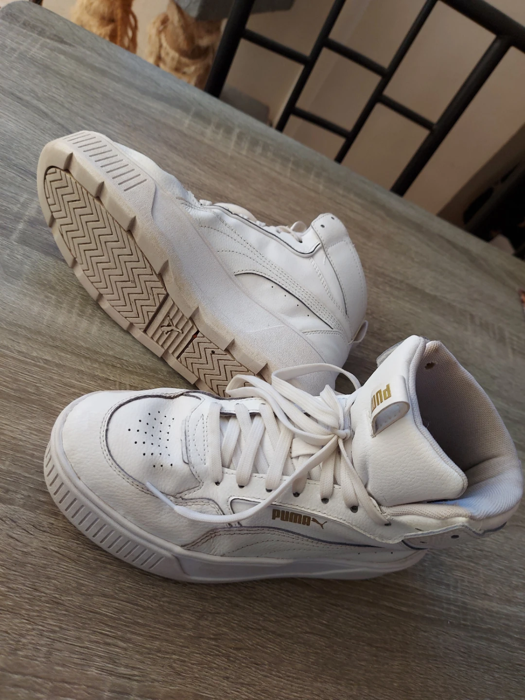 Puma White High-Top Sneakers Size 8 - photo 3