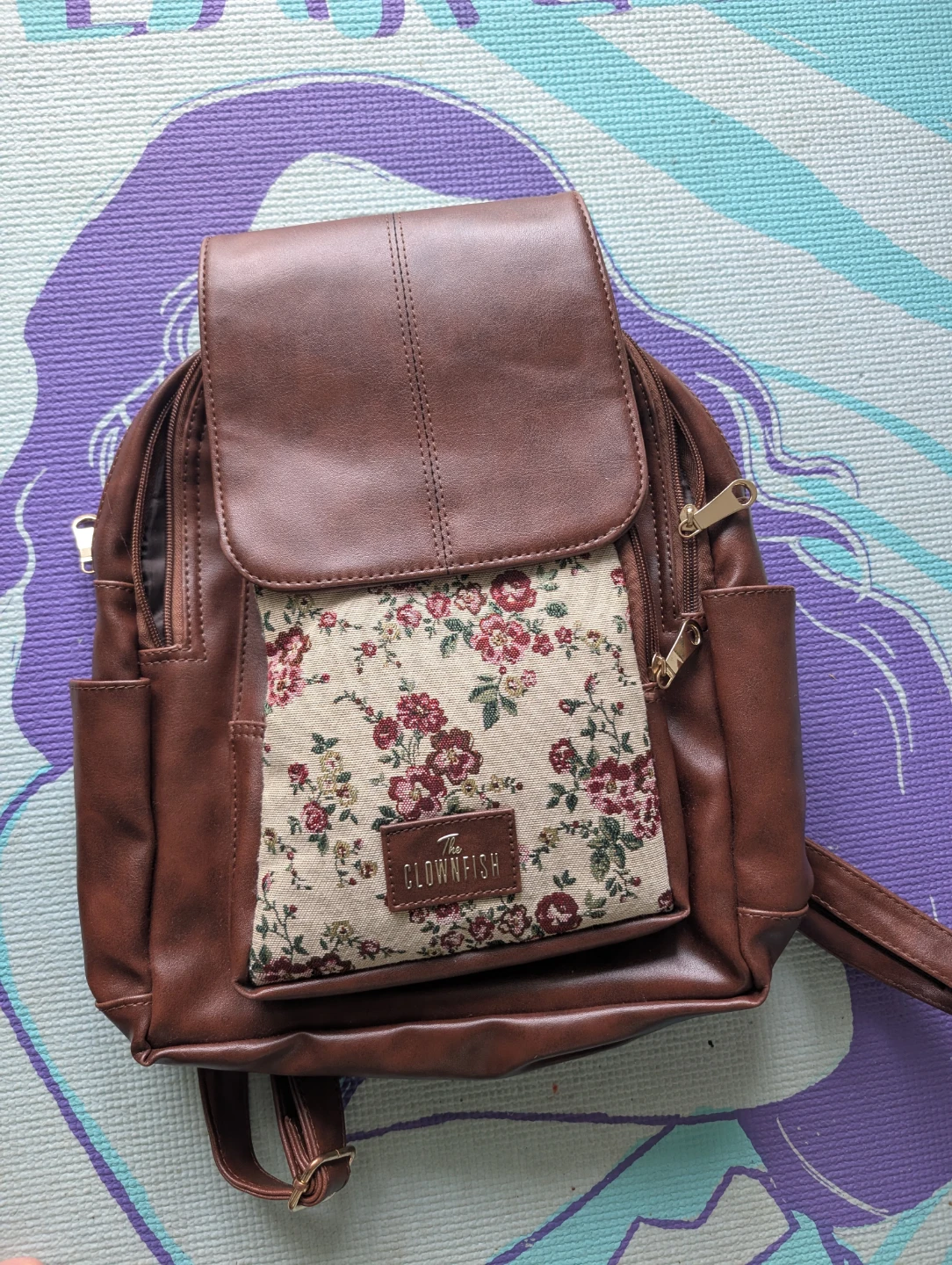 Brown Floral Backpack - Clownfish