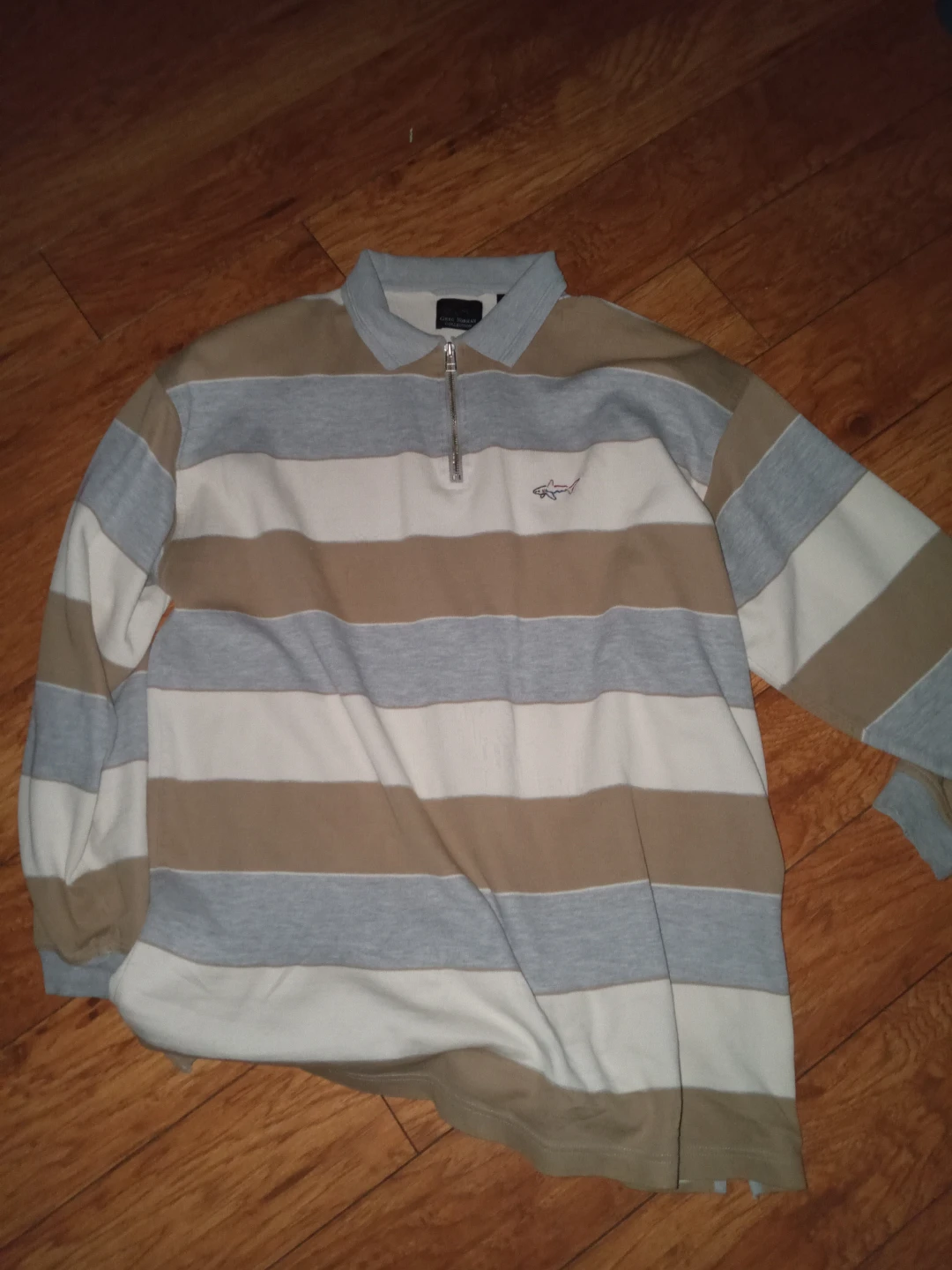 Greg Norman Collection Striped Zip Polo Shirt XL