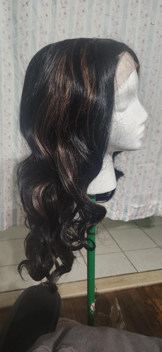 Black and Brown Highlighted Synthetic Wig - photo 3