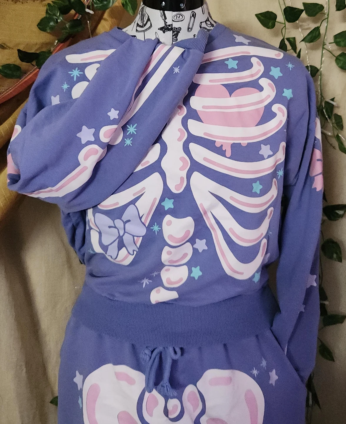 Purple Skeleton Print Sweatpants - photo 3