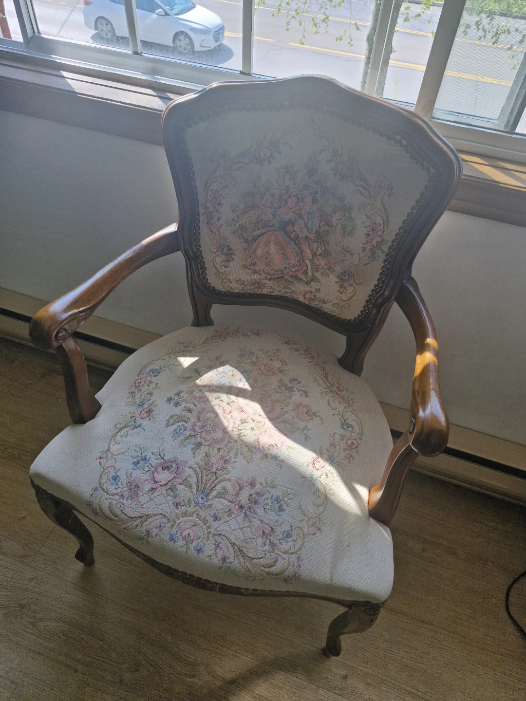 Vintage Accent Chair with Floral Upholstery