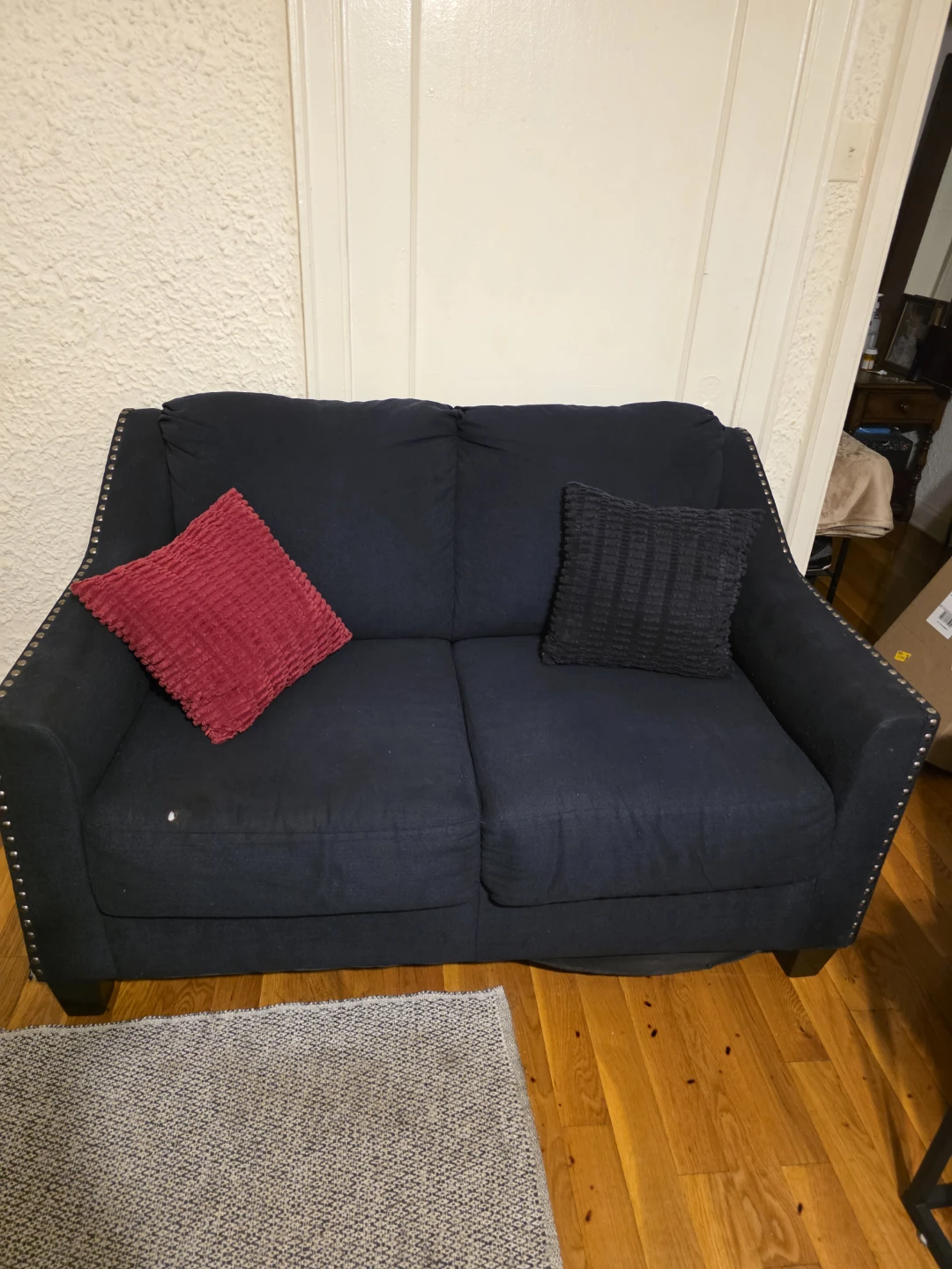 Dark Blue Sofa and Loveseat