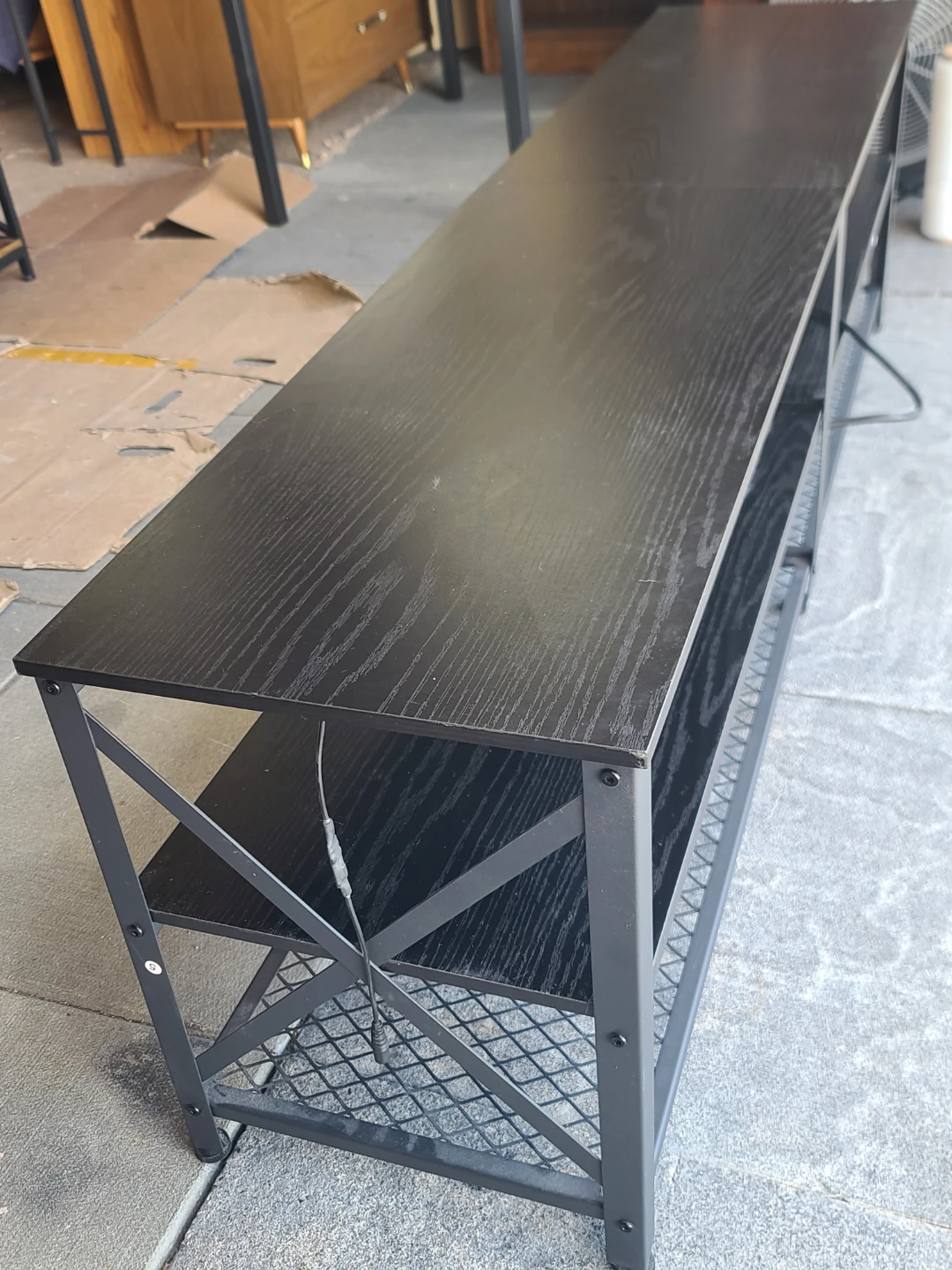 Black Media Console with Built-in Power Strip - photo 2