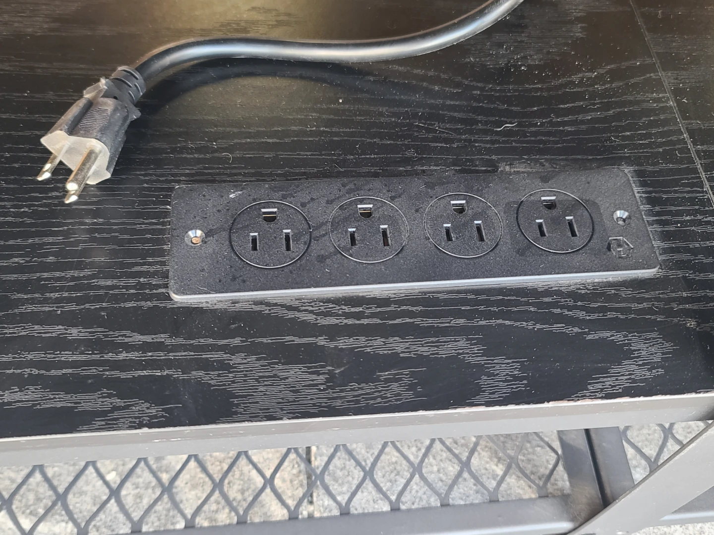 Black Media Console with Built-in Power Strip - photo 4