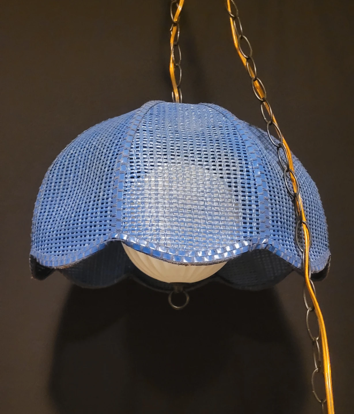 Rattan Hanging Lamp w/ Glass Orb - photo 2