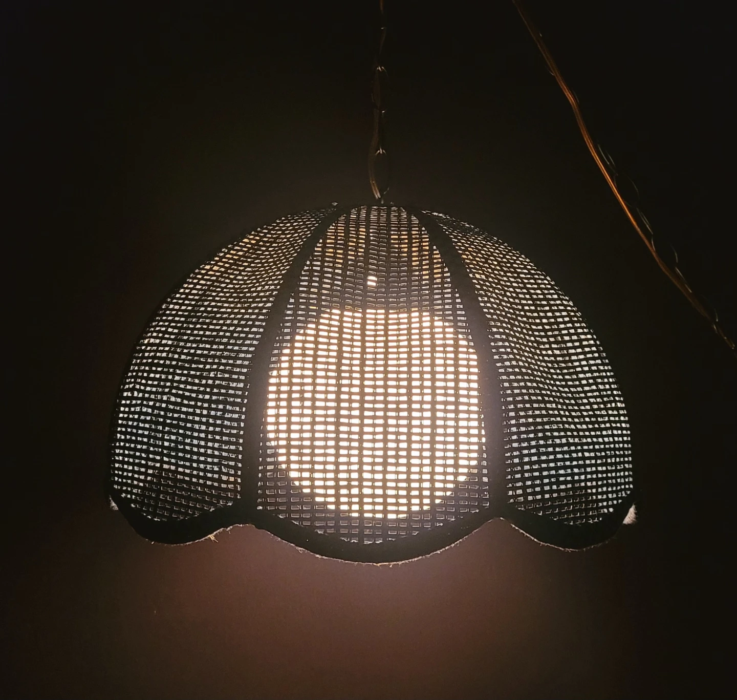 Rattan Hanging Lamp w/ Glass Orb - photo 3