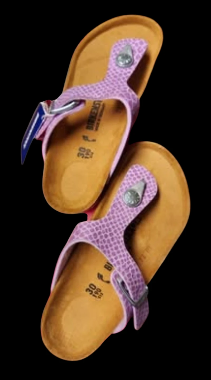 Birkenstock Gizeh Sandals Purple Snakeskin Size 38