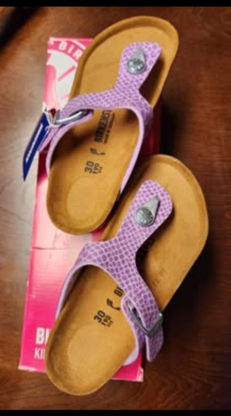 Birkenstock Gizeh Sandals Purple Snakeskin Size 38 - photo 2