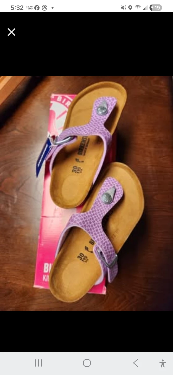 Birkenstock Gizeh Sandals Purple Snakeskin Size 38 - photo 3
