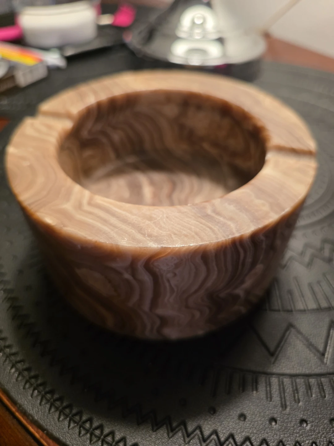 Vintage Hand Carved Onyx Ashtray
