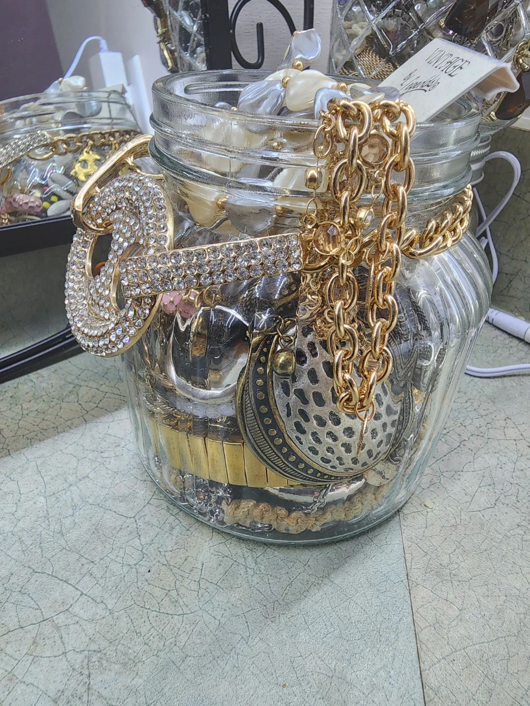 Assorted Vintage Jewellery Collection in Jar - photo 2
