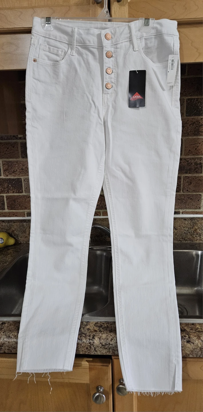 Old Navy Rockstar Super Skinny High Rise White Jeans, Size 8