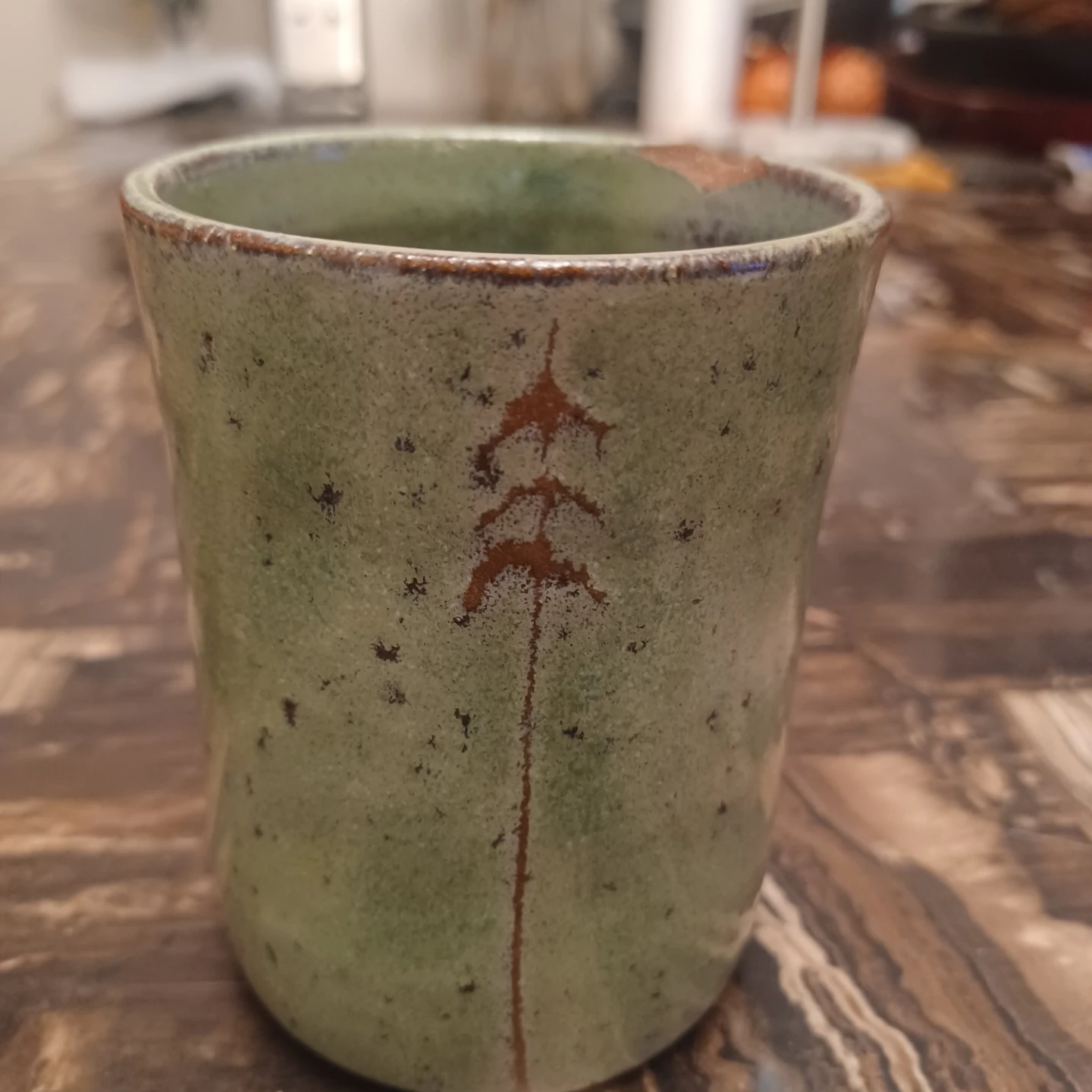 Green Ceramic Cup with Tree Design - photo 3