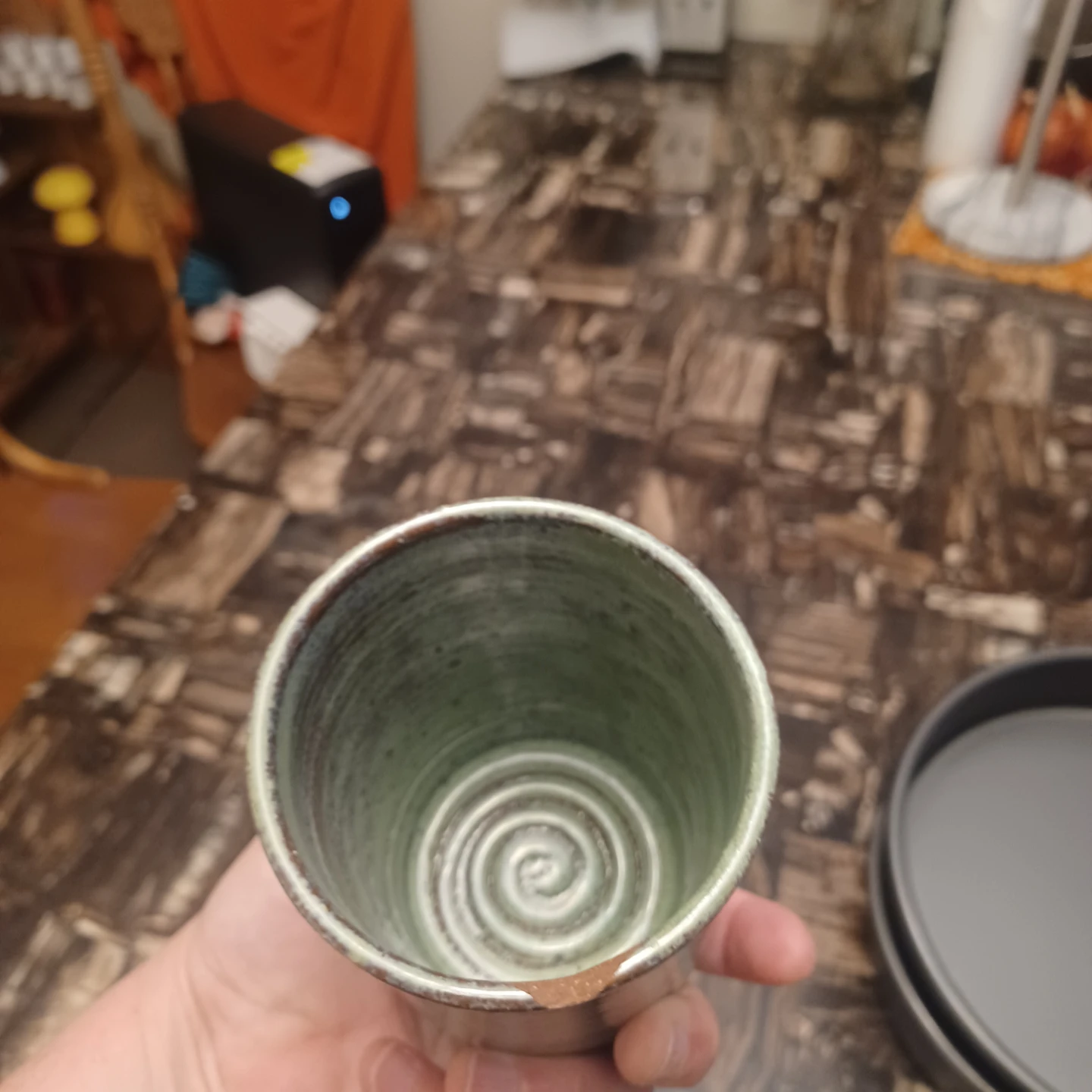 Green Ceramic Cup with Tree Design - photo 4