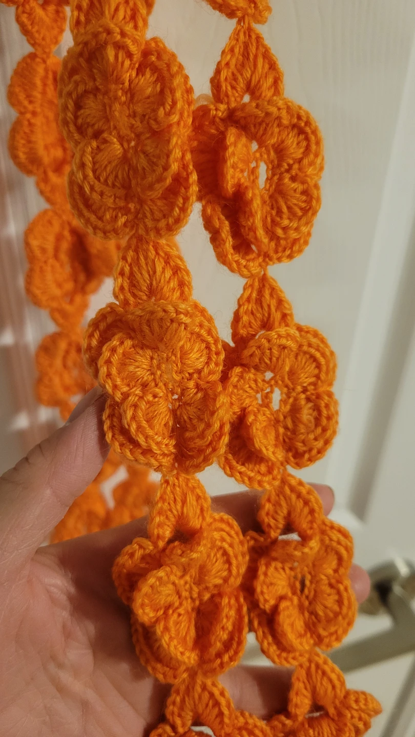 Orange Crocheted Flower Scarf