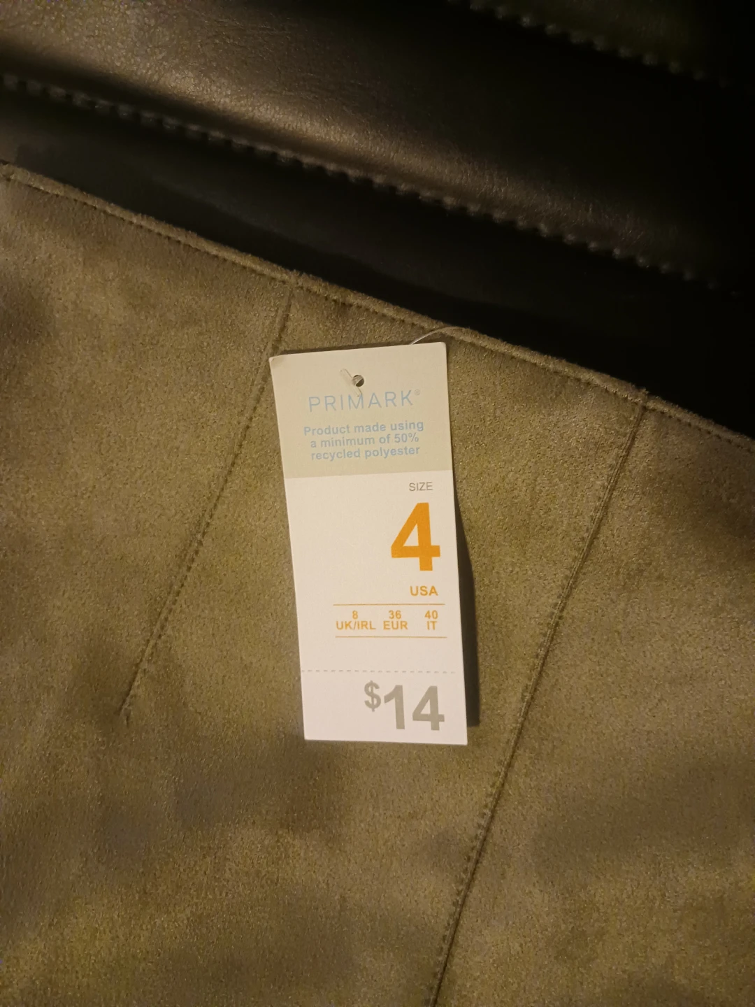 Primark olive green Faux Suede Mini Skirt Size 4 - photo 4