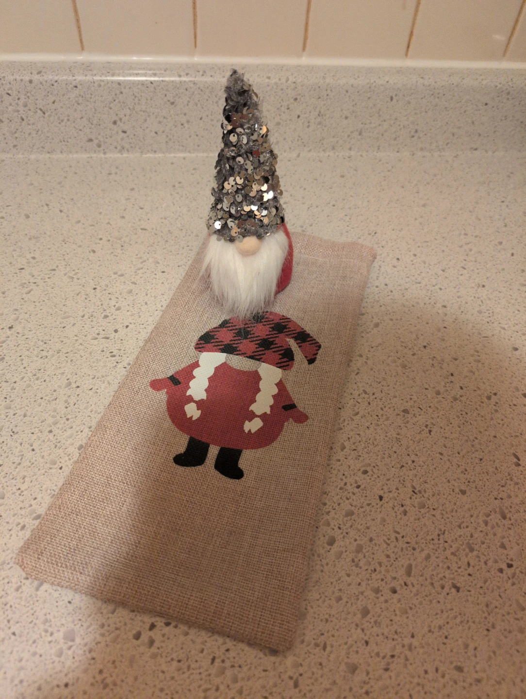Christmas Gnome Figure with Burlap Gift Bag