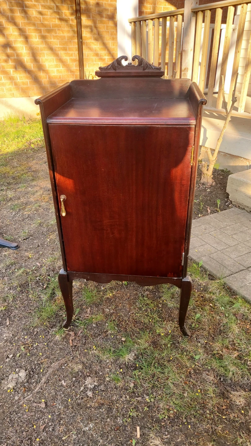 Antique Wood Cabinet with Glass Door - photo 2