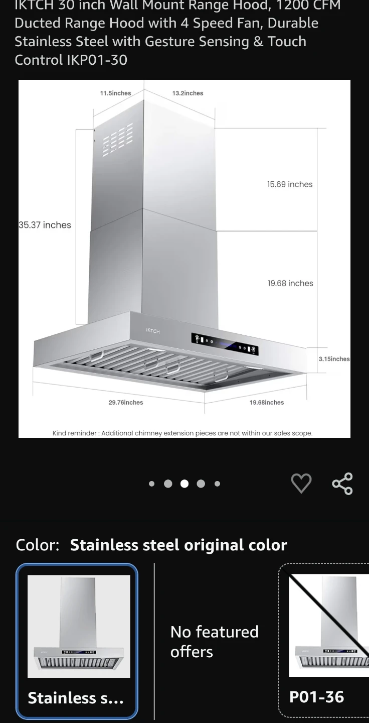 IKTCH 30 Inch Stainless Steel Wall Mount Range Hood - photo 3