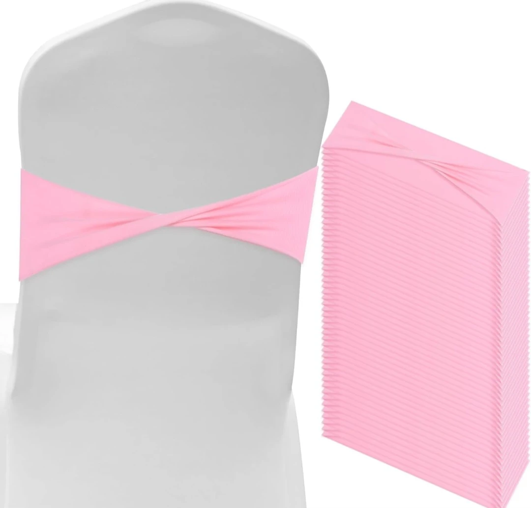 100 Pack Pink Chair Sashes for Wedding Events