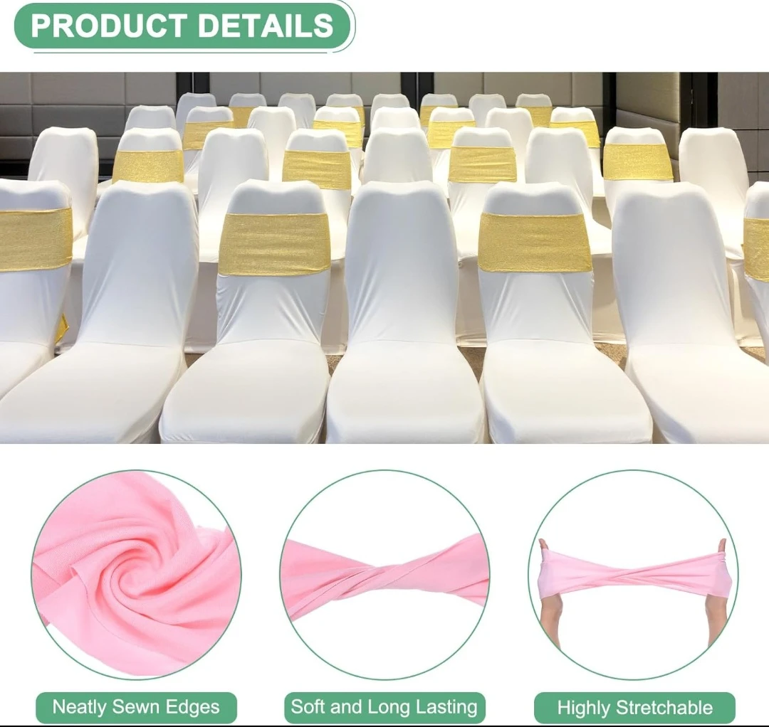 100 Pack Pink Chair Sashes for Wedding Events - photo 3
