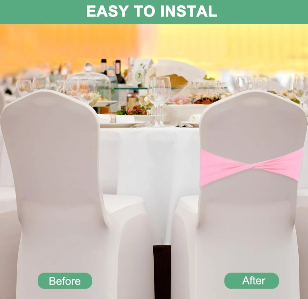100 Pack Pink Chair Sashes for Wedding Events - photo 4