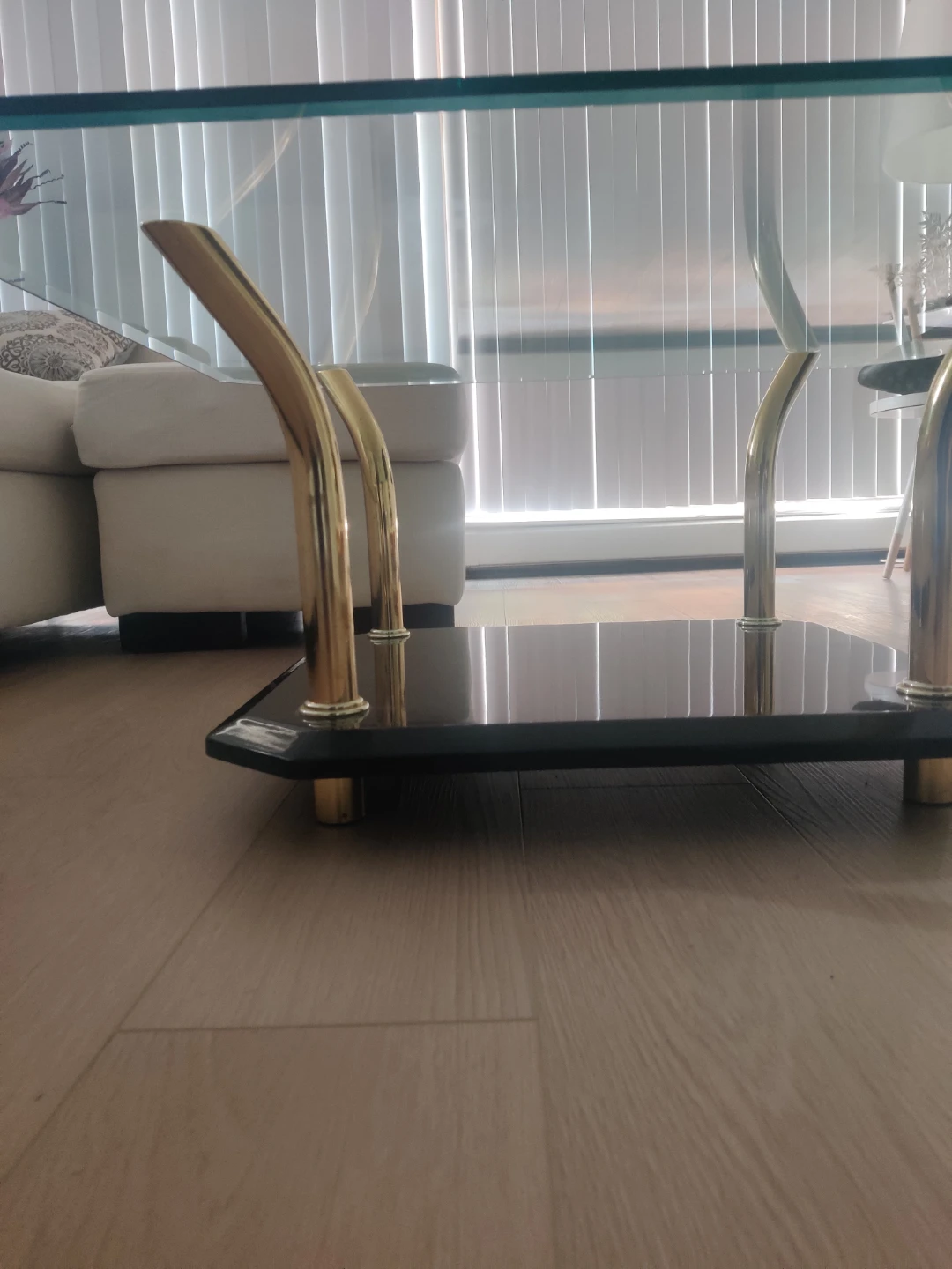 Glass and Brass Coffee Table - photo 4