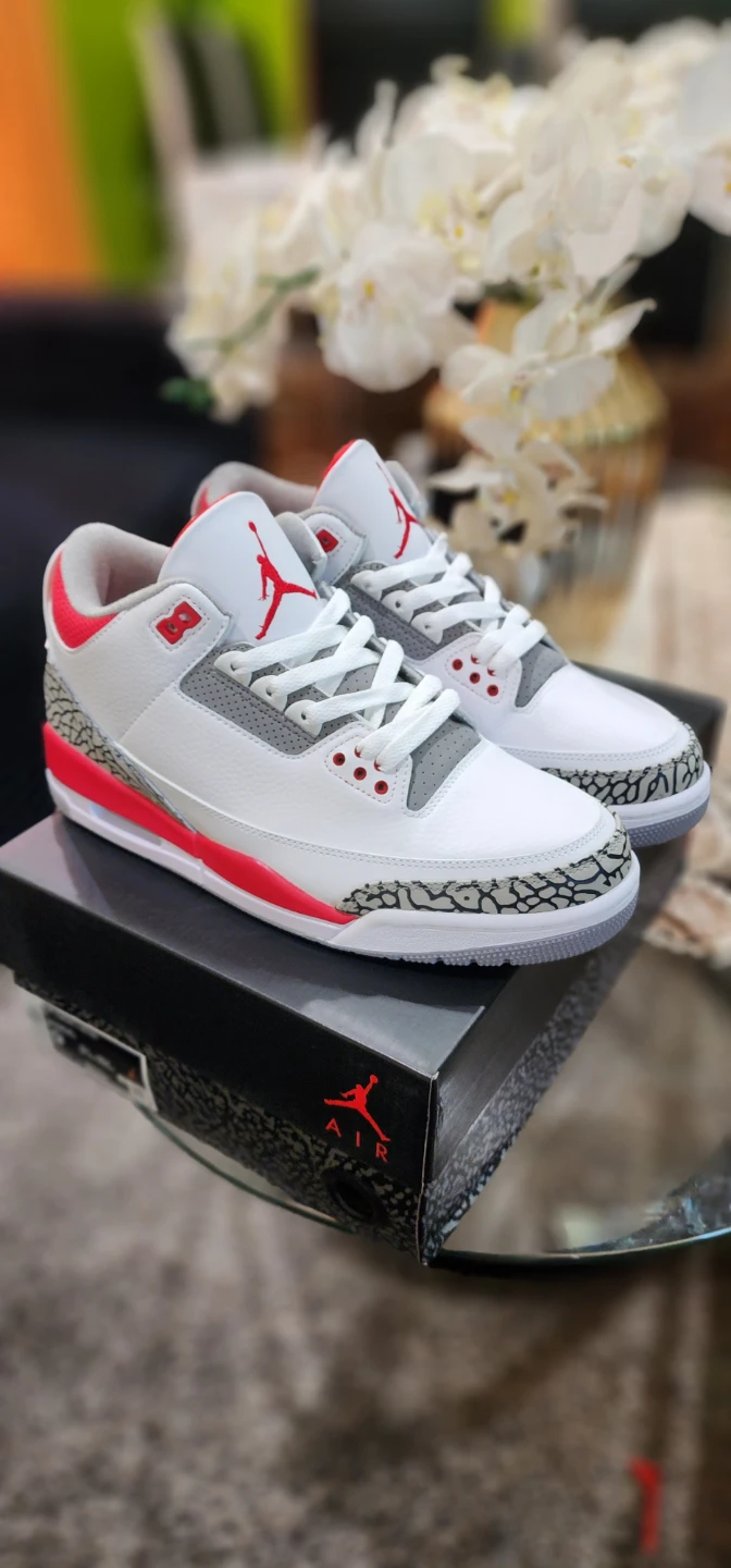 Air Jordan 3 Retro White Cement Red Sneakers
