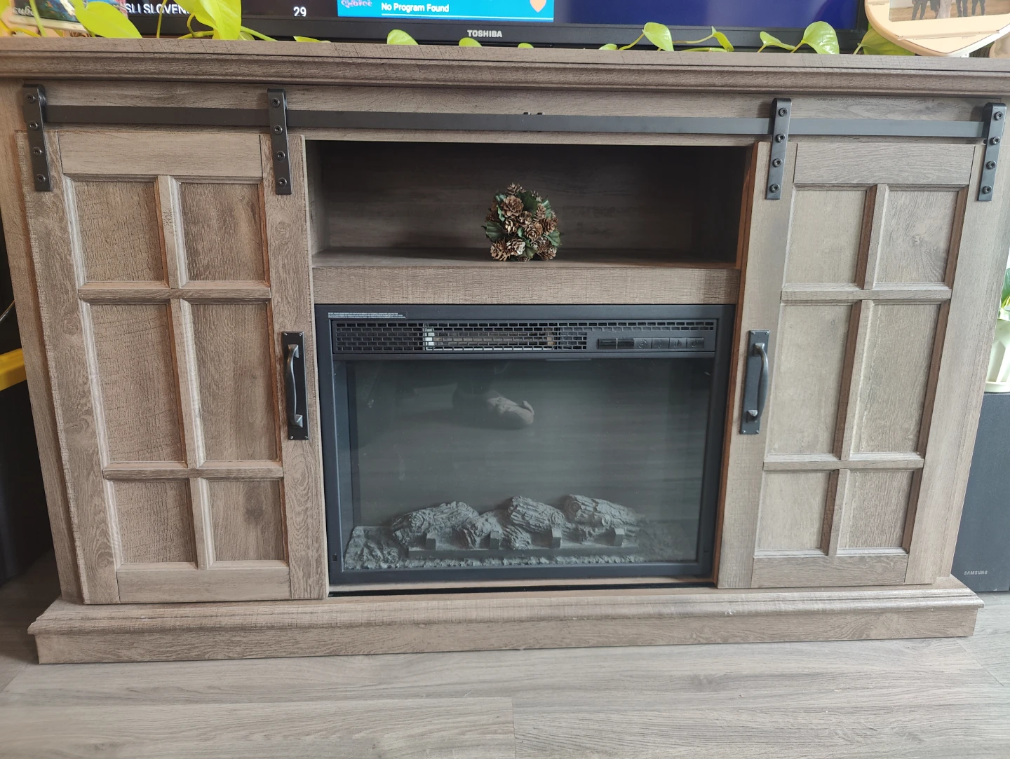 Farmhouse TV Stand with Electric Fireplace - photo 4