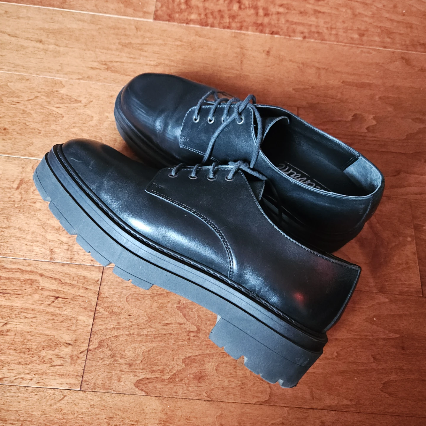 l'Intervalle Lug Sole Oxfords in Black Leather - photo 3