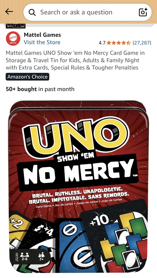 UNO Show 'em No Mercy Card Game in Storage Tin